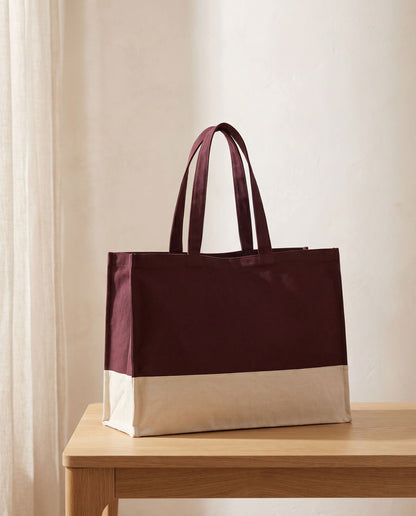 EarthAware Organic Contrast Shopper in Oxblood/Natural
