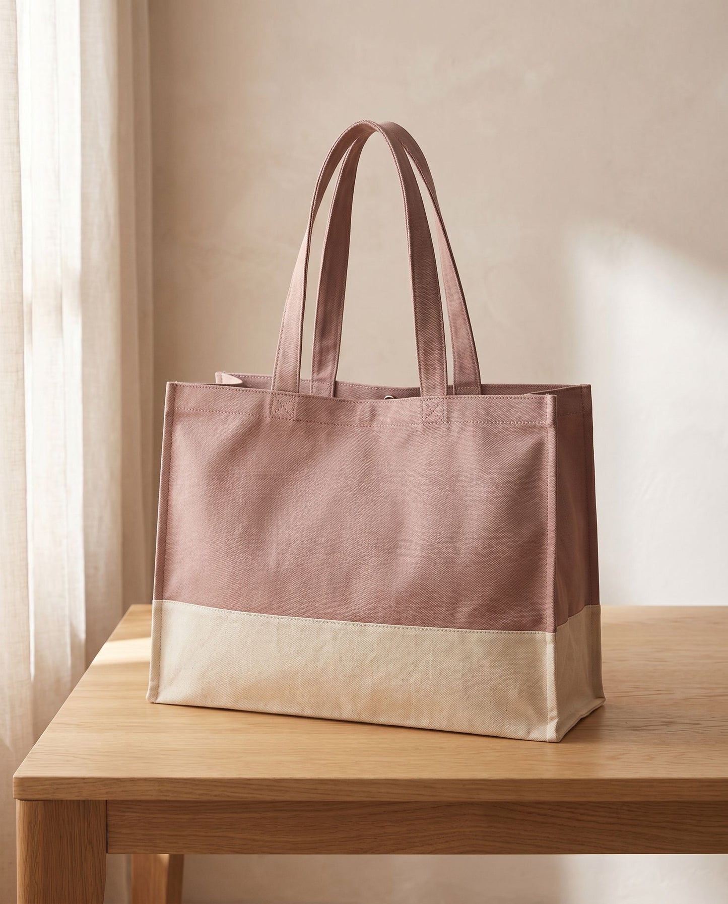 EarthAware Organic Contrast Shopper in Rose/Natural