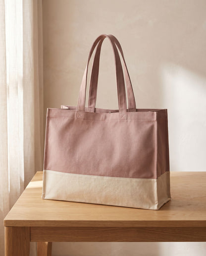 EarthAware Organic Contrast Shopper in Rose/Natural